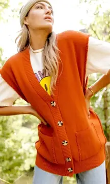 NEW Free People Oakleigh Vest Myrrh Rust Orange OVERSIZED Extra Small Capsule