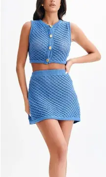 Meshki Lorenza Knit A-Line Mini Skirt in Periwinkle Sz. L