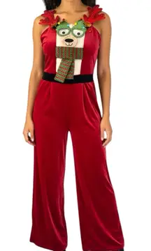 Born Famous Red Velvet Reindeer Overalls medium