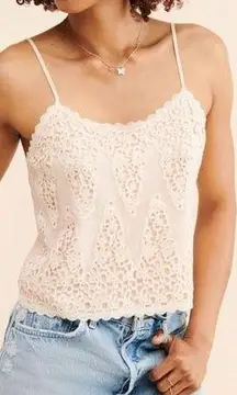 Anthropologie  Tiny Anne Blush Pink & Ivory Crochet Lace Camisole Tank Top Size M