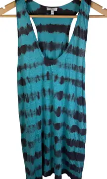 Joie Women's M Racerback Tank Top Dress Teal Black Tie Dye Linen Blend Vacation