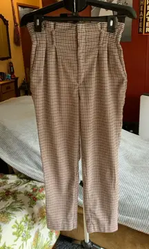 H&M beige High-Waisted ruffle top Pants Trousers, classic, retro SZ 4 or XS