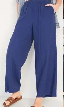 NWT Old Navy Linen Blend High Waist Wide Leg Pull On Pants Sz Large 💚🍄