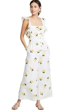 Red Carter Allison Lemon Print Linen Blend Jumpsuit Womens S