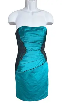 NWT Womens David’s Bridal Strapless Sleeveless Oasis Lace Satin Formal Dress - 2