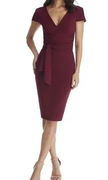 Dress the Population Dana Dress Bodycon Sheath Burgundy Cocktail Sz Med New