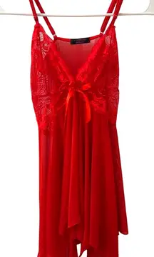 AvidLove Lingerie Red Lace Split Front Teddie Size Women's XS