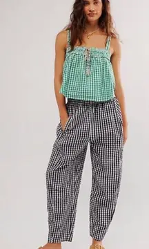 Free People Preppy Gingham Pants black white sz M