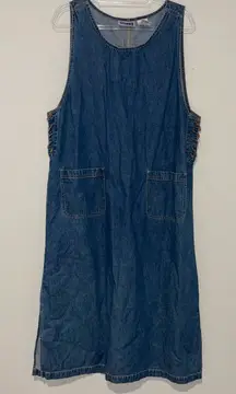 Erika & Co Denim vintage lace up patch pocket Dress Size‎ XL