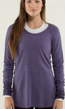 lululemon open your heart purple striped long sleeve shirt