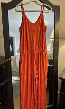 NEW Orange Spaghetti Strap Relaxed Jumpsuit 2/ Ankle Tie Large