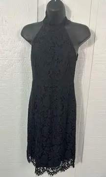 Zalalus Black Lace Hi Neck Dress Size 4 NWT