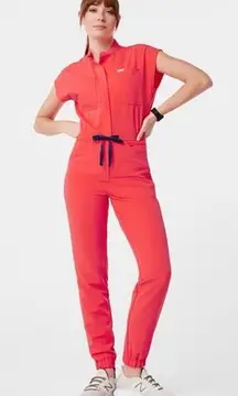 Figs Rafaela Cargo Scrub Jumpsuit XXL Fiery Coral Technical Jogger