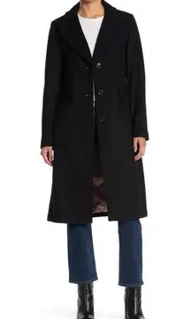 Kate Spade Black Wool Blend Notch Collar Coat Size Small $450
