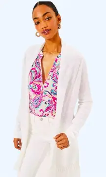 Lilly Pulitzer‎ Women’s M Tatum Cardigan White Tassel Fringe Longline Loose Knit