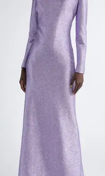 Oscar de la Renta Lame Column Gown Maxi Dress Metallic Lavender 6 NWT