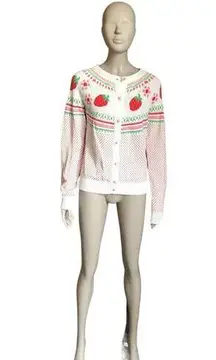 NWT ModCloth White and Red Strawberry Cardigan