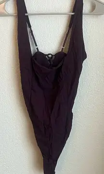 Free People Dark Purple Lace Back Bodysuit