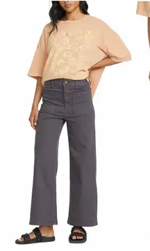 Billabong Free Spirit Patch Pockets Wide Leg Pants in Grey Size 28