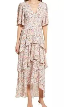 Fourteenth Place Multicolor Floral Print Tiered Maxi Dress Size large