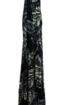 Black Tropical Floral Midi Dress