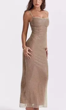 HOUSE OF CB 'Alondra' Cafe Au Lait Beaded Maxi Dress