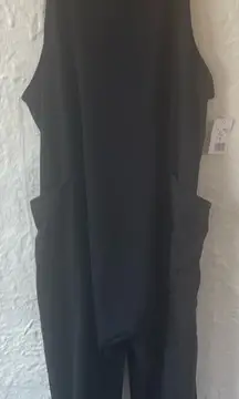 NWT DryGoods moa moa black wide / barrel leg comfy jumpsuit, pockets; size L