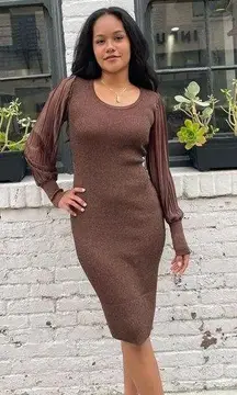 ZARA NWT brown classy midi dress