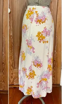 Olivaceous Maxi Floral High Slit Prairie Cottage Core Skirt - Size Medium