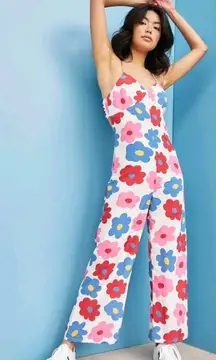 Anthropologie Glamorous Care Bright Floral Sleeveless Jumpsuit Size 4