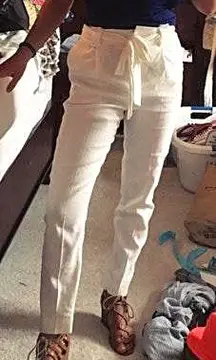 White Paper Bag Pants