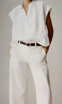 J. Crew Capitaine Shirt In Baird Mcnutt Irish Linen Short Sleeve Womens M