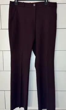WHBM Womens‎ The Boot Textured Dress Pants Wine Maroon Career Office 4 Short