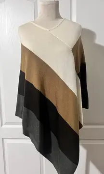 Ellen Tracey Colorblock Wool Blend Poncho - sz S‎