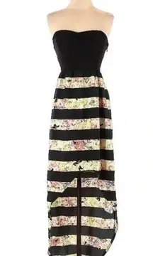 Hurley | Scout Strapless High Low Stripes Floral Maxi Dress Size S Small
