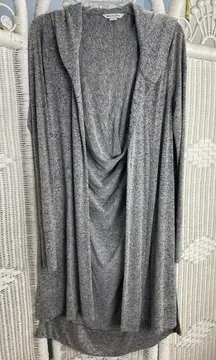 Athleta Harmony 2.0 Gray Drape Cardigan Size‎ Small Open Front Hooded Wrap