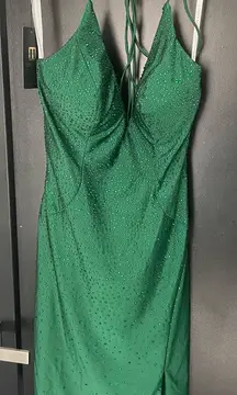 NWT LUCCI LU 4156 GREEN Sparkle‎ Backless Dress Sz 2 $248