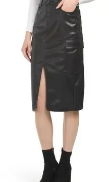 Hunter & Brown Vegan leather cargo midi skirt camo green size M NWT