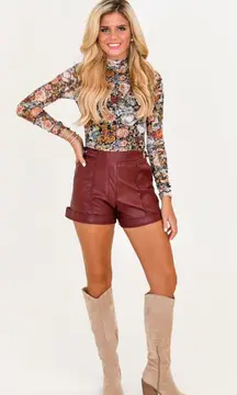 Fancy D Boutique/The Pants Store Shorts, Leather, Maroon