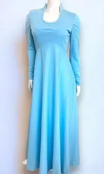 Vintage 70's Scoop Neck Blue Maxi Dress