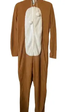 Unisex Merry Christmas by Poof Reindeer one piece zip up pajamas Sz S‎