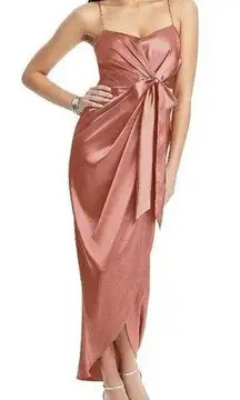 After Six Faux Wrap Midi Dress with Draped Tulip Skirt Desert Rose Size 6 NEW
