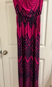 Fuchsia And Navy Maxi dress