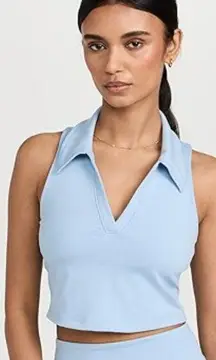 Beyond Yoga Women's Light Blue Crop Collared Sleeveless Top M NWOT