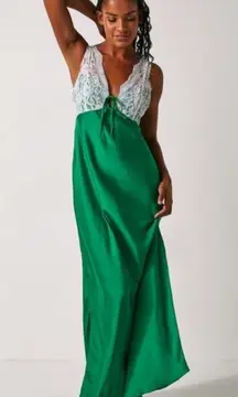 Free People Intimately Countryside Maxi Slip Dress | XS | Emerald Green