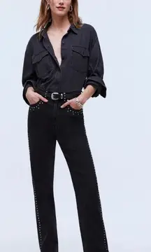 NWT Madewell Limited-Edition Drop: The‎ Studded '90s Straight Jean size 26 black
