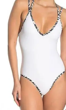 L*Space WHITE Run Wild Dakota Strappy Back Classic One Piece Swimsuit, size 12