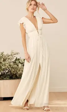Lulus I'm All Yours Cream Ruffled Maxi Dress Bridal Wedding Ethereal Romance