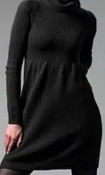 Vince Wool Blend Turtleneck Sweater Dress, Black