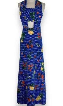 Blue floral Bandeau dress and skirt set OSFM floral polka dot stretch crepe knit